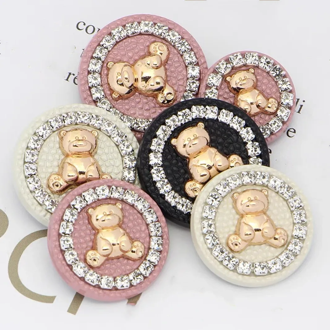 Cute Children's Coat Knit Sweater Diamond Bear Metal Buttons 6Pcs/Lot Sewing Round Decorative Buttons