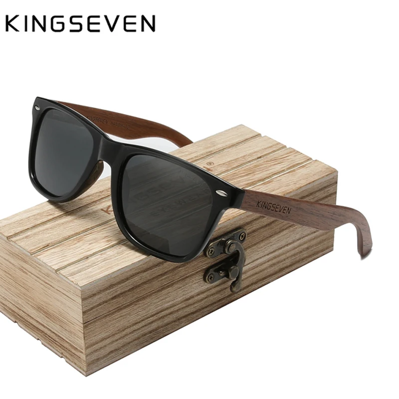 KINGSEVEN Fashion Walnut Sunglasses Men's Wood Polarized Glasses Glasses Handmade UV400 Protect Eyewear Anti-reflection