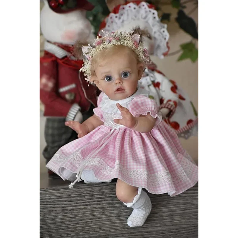 

30CM Already Painted Finished Doll Reborn Flo Fairy Elf Bebe Doll Lifelike Real Touch Mini Doll 3D Skin with Visible Veins