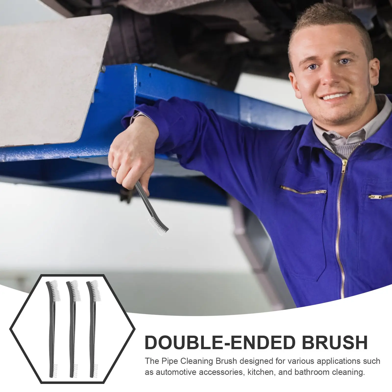 9pcs Dual-End Plastic Wire Brushes Compact Lightweight for Automotive Kitchen Bathroom Cleaning Pipes Crevice Detailing Small