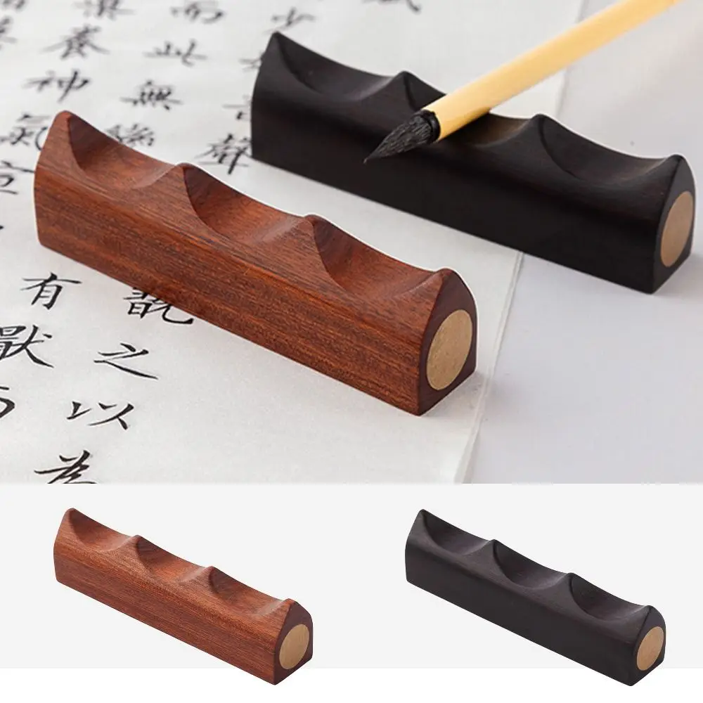 Creative Calligraphy Pen Holder Durable Chinese Writing Brush Holder Practical Office Supplies Wooden Pen Rack Desktop Decor