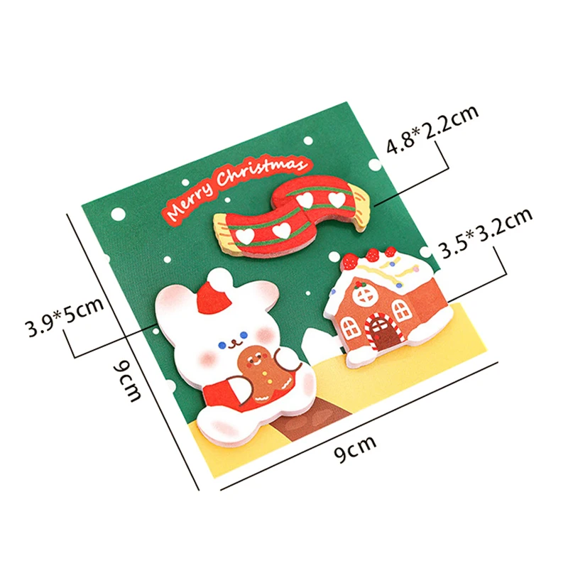 60Sheets Cartoon Christmas Sticky Notes Student Guestbook Mini Pocket Notebook Cute Message Notepad Christmas Stationery Gifts