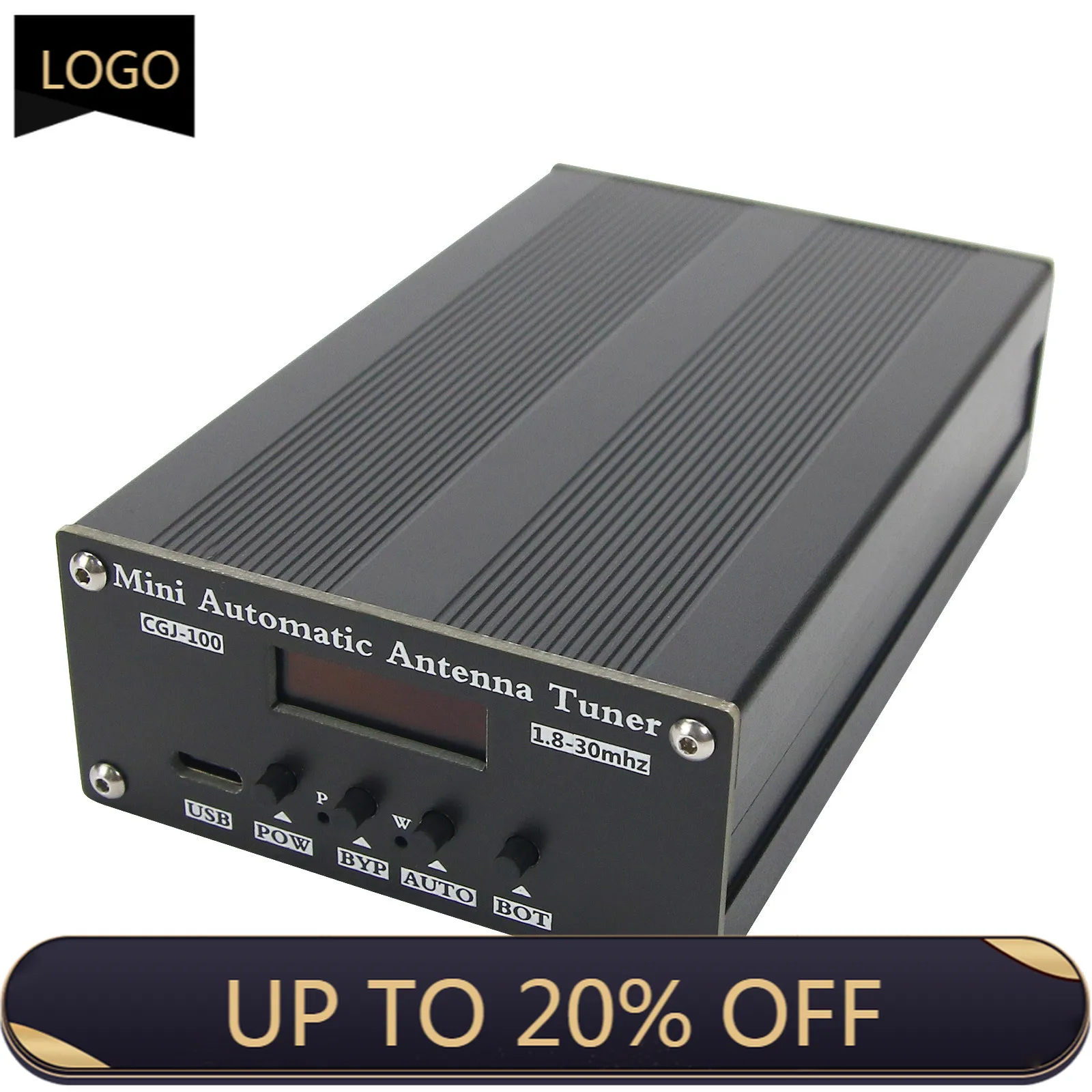 CGJ-100 1.8-30MHz Mini Automatic Antenna Tuner with 0.91