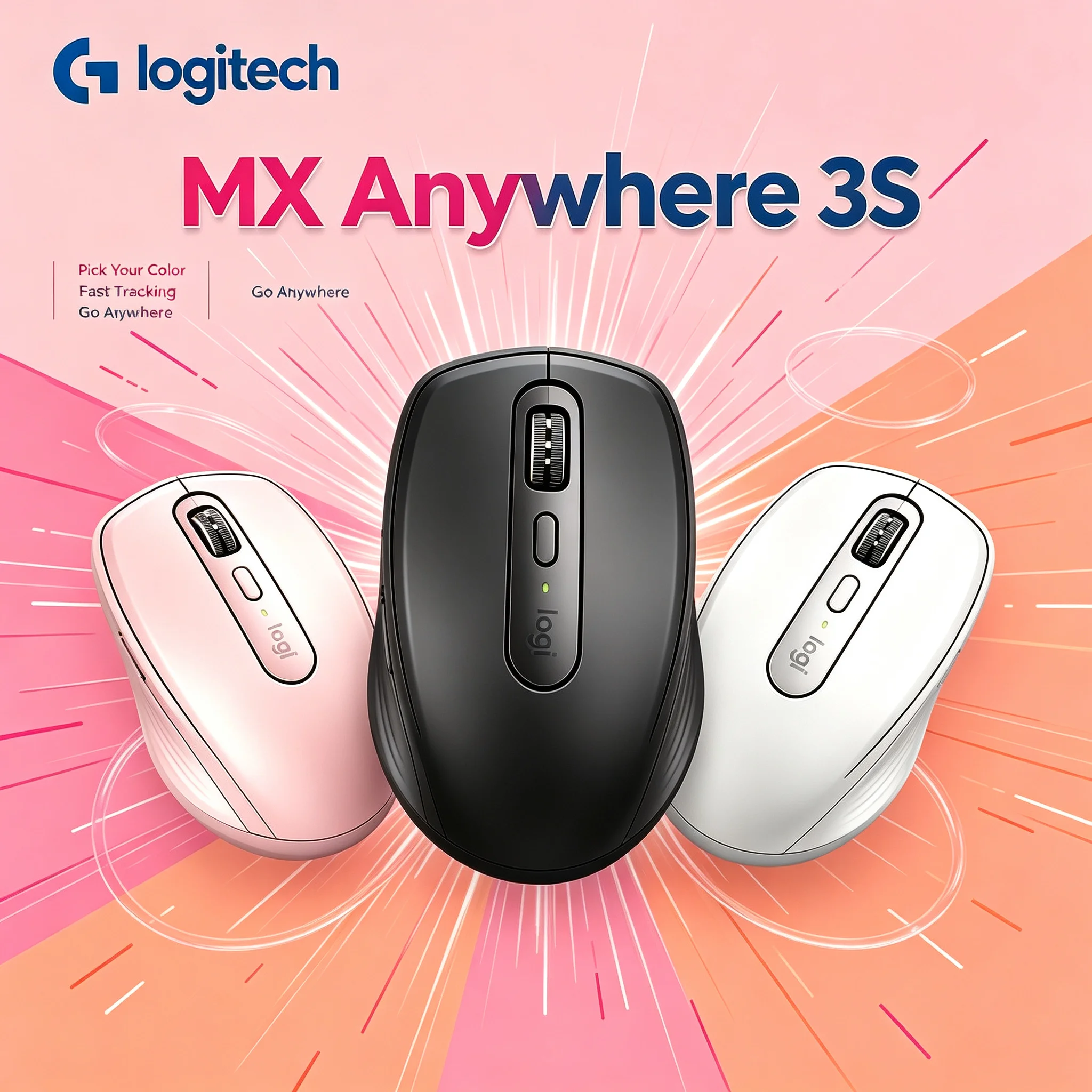 Logitech MX Anywhere 3S Ergonomic Multi-device Wireless Mouse For Laptop PC Tablet Business Trip