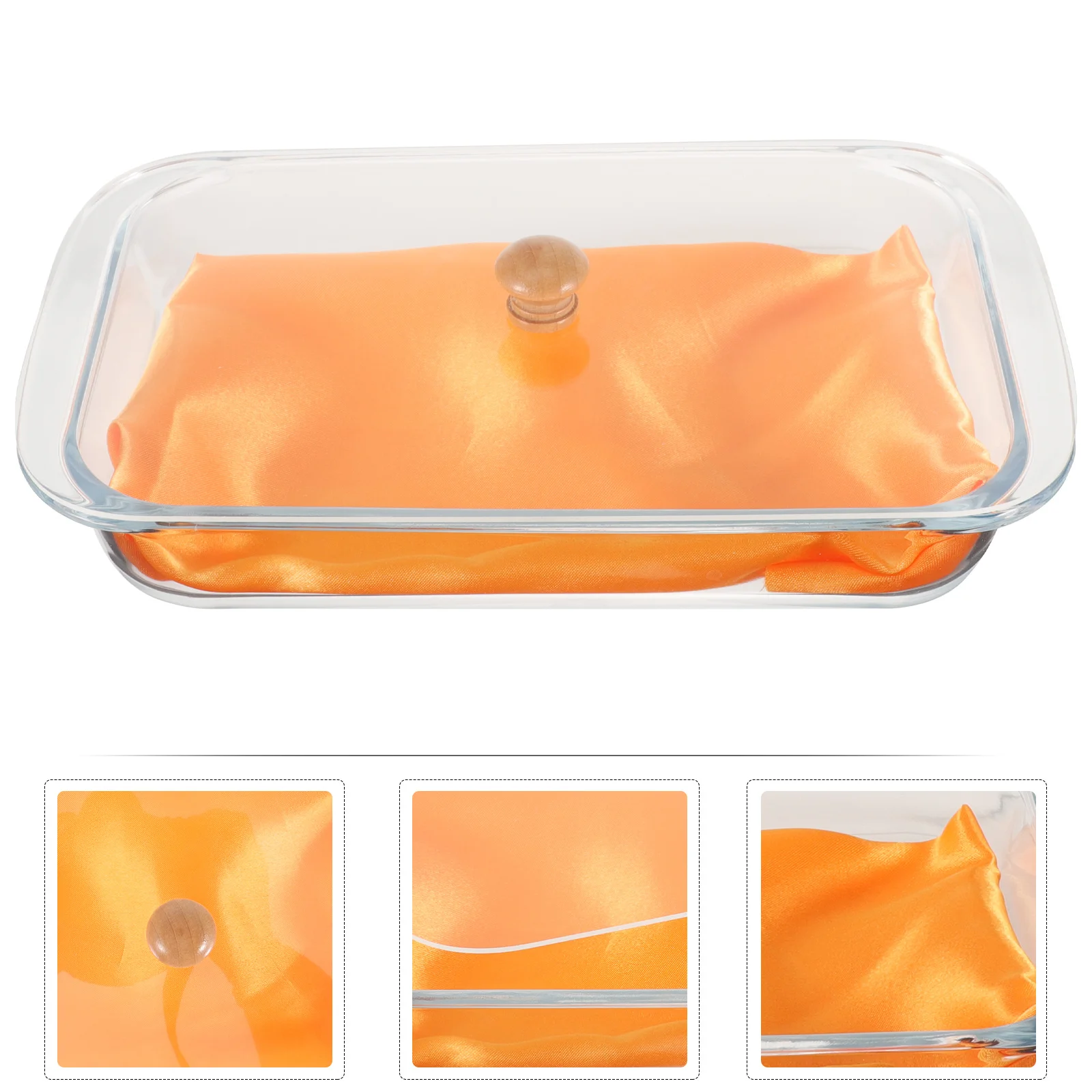 

1Set Glass Serving Tray Lidded Chinese Herbal Display Snack Holder Reusable Dessert Plate Portable Food Tray for Home Cafe