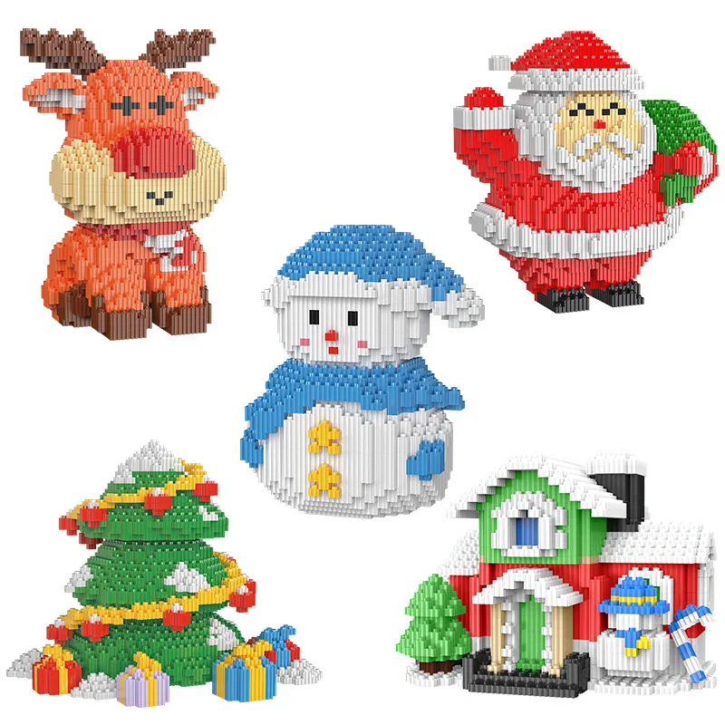 

Children Small Particles Christmas Building Block Toys Christmas Trees Snowman Elk Santa Claus Assembly Toys Children Gifts