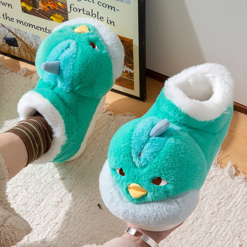 Genshin Impact Cosplay Pantofole soffici Simpatico uccello Xiao Divertenti scarpe invernali calde Morbida suola in EVA Coppie Stivali da pavimento per interni domestici