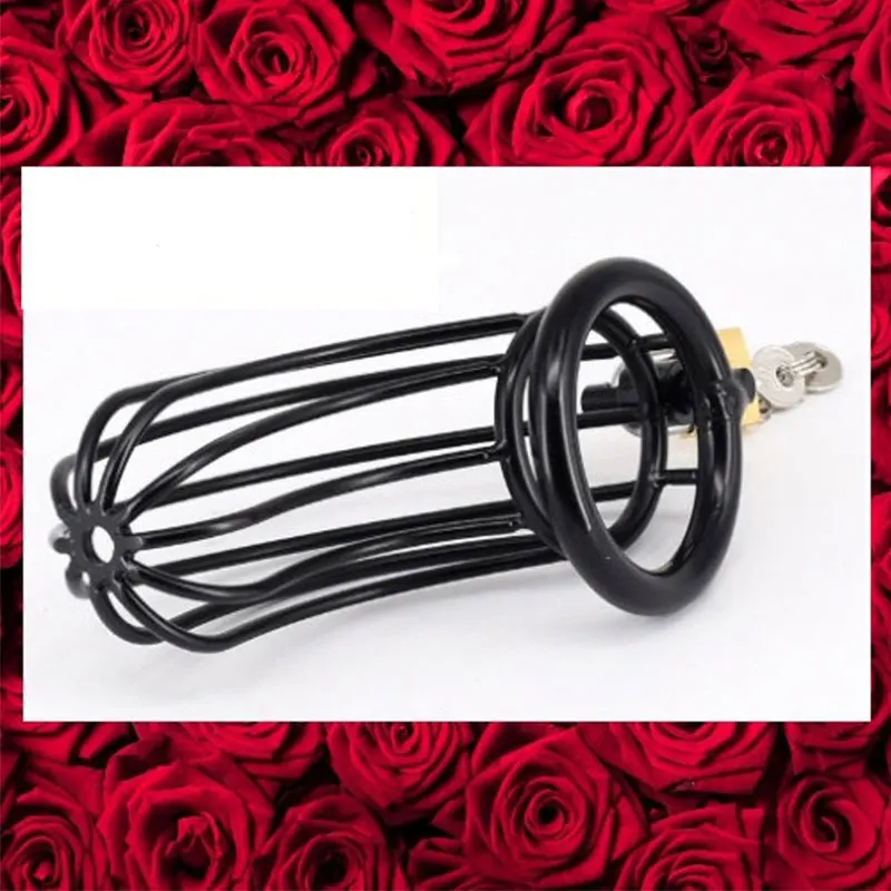 Male Chastity Device,Metal Male Cock Cage,BlackChastity Belt,Sex Toy Adult Penis Ring