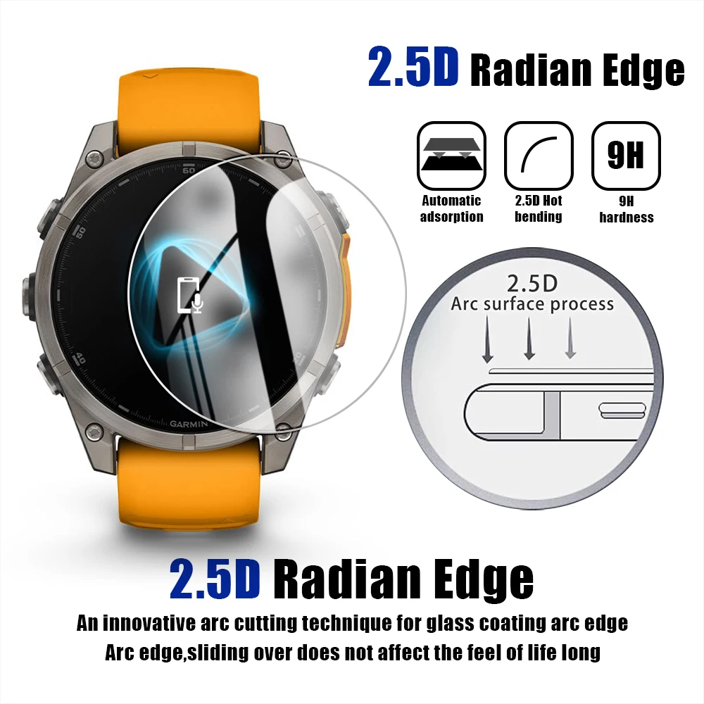 Screen Protector Glass for Garmin Fenix 8 43mm/47mm/51mm AMOLED Solar Scratch resistant HD Protective Glass Fenix 8 Accessories