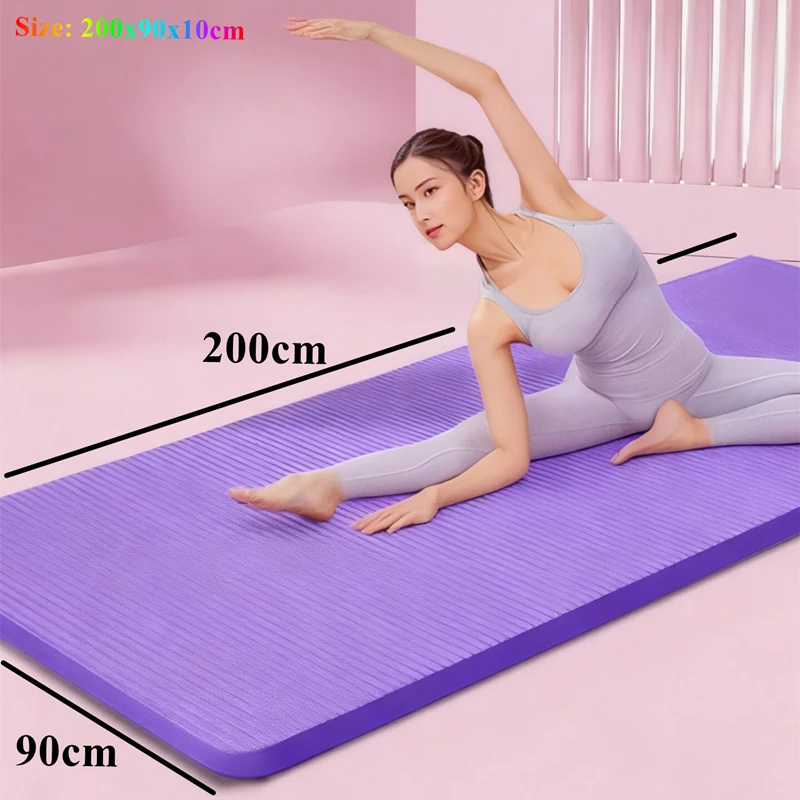 

200x90cm NBR Yoga Mat Sports Fitness Floor Mat Equipment Pilates Anti Slip Thickened Style for Beginners, Home Yoga Mat Indoor