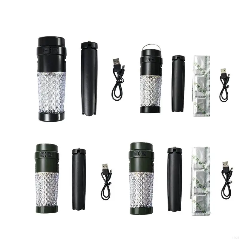 Camping Light With Folding Stand and Top Hook, Rechargeable Design With Soft Diffuser for Tent Use and Ground Lighting Y5GB