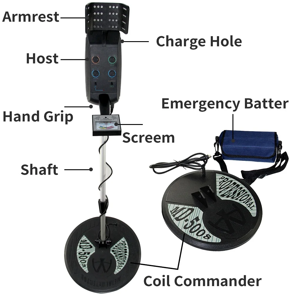 Originale High-End MD-5008 Metal Detector sotterraneo Gold Digger caccia al tesoro ad alta profondità con due bobine di attrezzi