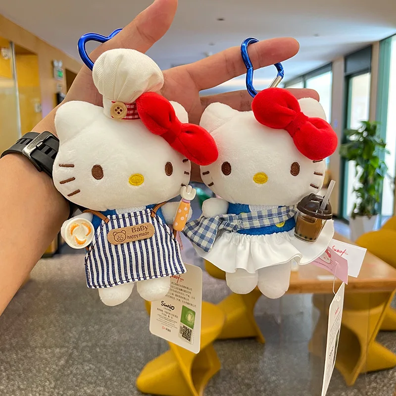 Uroczy Kreskówkowy Kawaii Sanrio Nosi Okulary Hello Kitty Pluszowa Lalka Brelok Zawieszka do Torby Zabawka Prezent