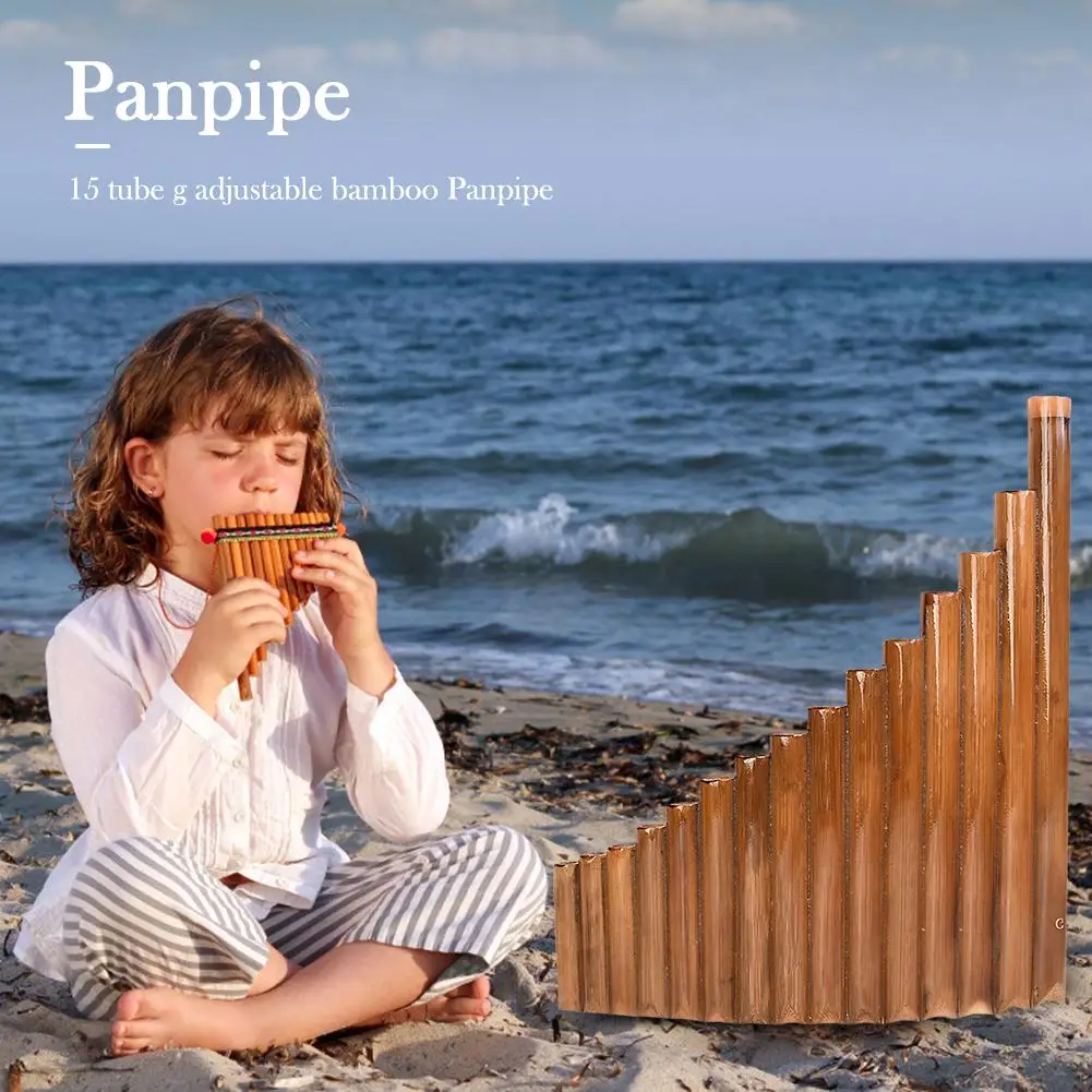 Pan Flute 15 Pipes Natural Bamboo Wind Instrument for Beginner Muisc Lover Practice Trainng Musical Instrument