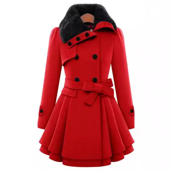 New women's dress slim long woolen coat double breasted woolen coat windbreaker women