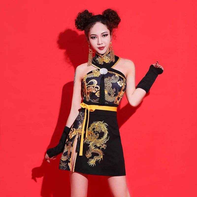 섹시한 모던 댄스 스커트 무대 공연 의상 한국 버전 재즈 댄스 의상 여성 그룹 공연용