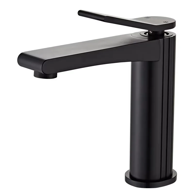 

Classic Single Handle Black Aluminium Deck Mount Water Spring Cold and Heat Basin Mixer Bathroom Faucet