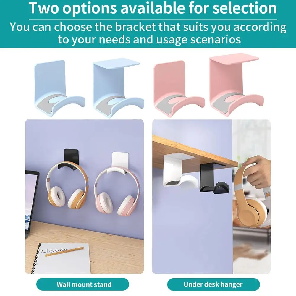 Soporte Universal de plástico para auriculares, montaje en pared sin agujeros para auriculares, estante para juegos, almacenamiento adhesivo P0b3