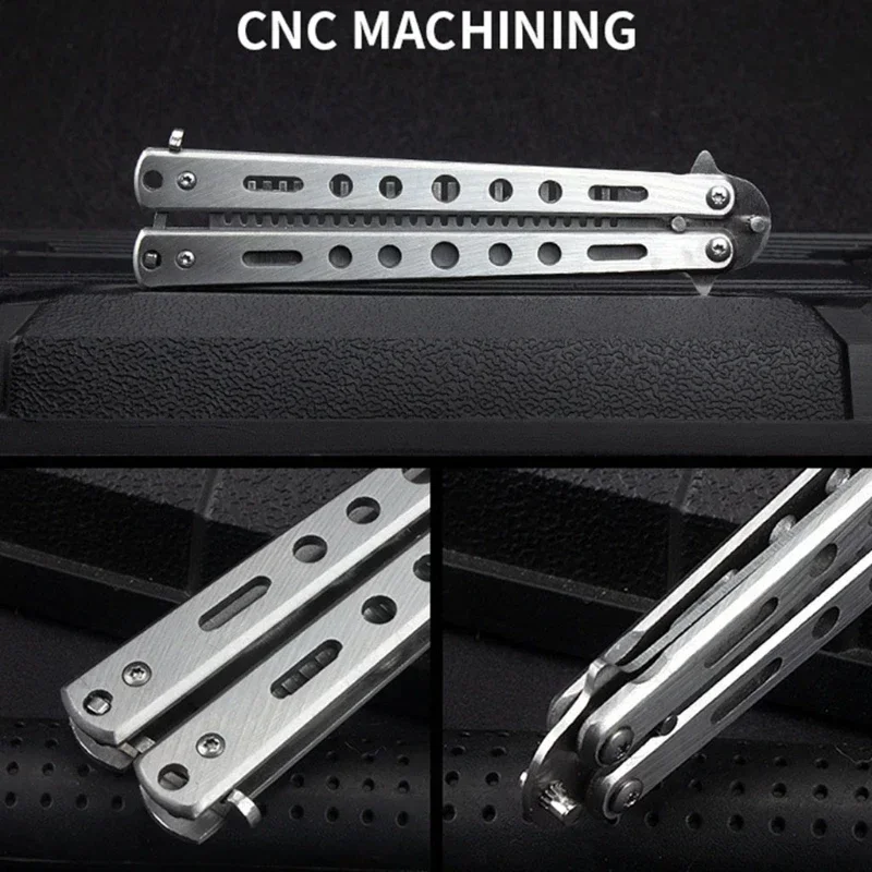 Foldable Comb Stainless Steel Practice Training Butterfly Knife Comb Beard Moustache Brushe Salon Hairdressing Hair Tool