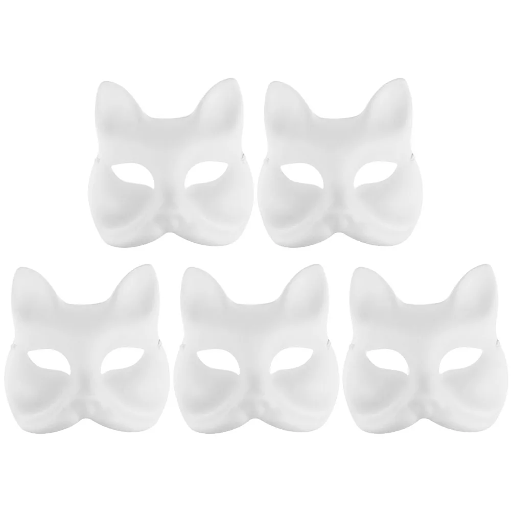 

5 Pcs DIY Blank Paper Masks Fox Shape H Painted Halloween Stage Performance Japanese Half Prom Cosplay Party Child Animal