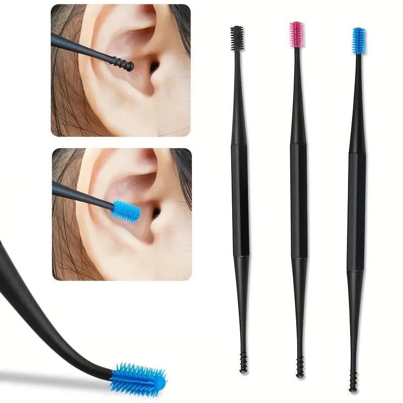 1/3pcs Eliminate Ear Wax Picker Double-Ended Soft Silicone Ear Cleaner Build-Up Earwax Remover Comfortable Ear Care Accessoryies