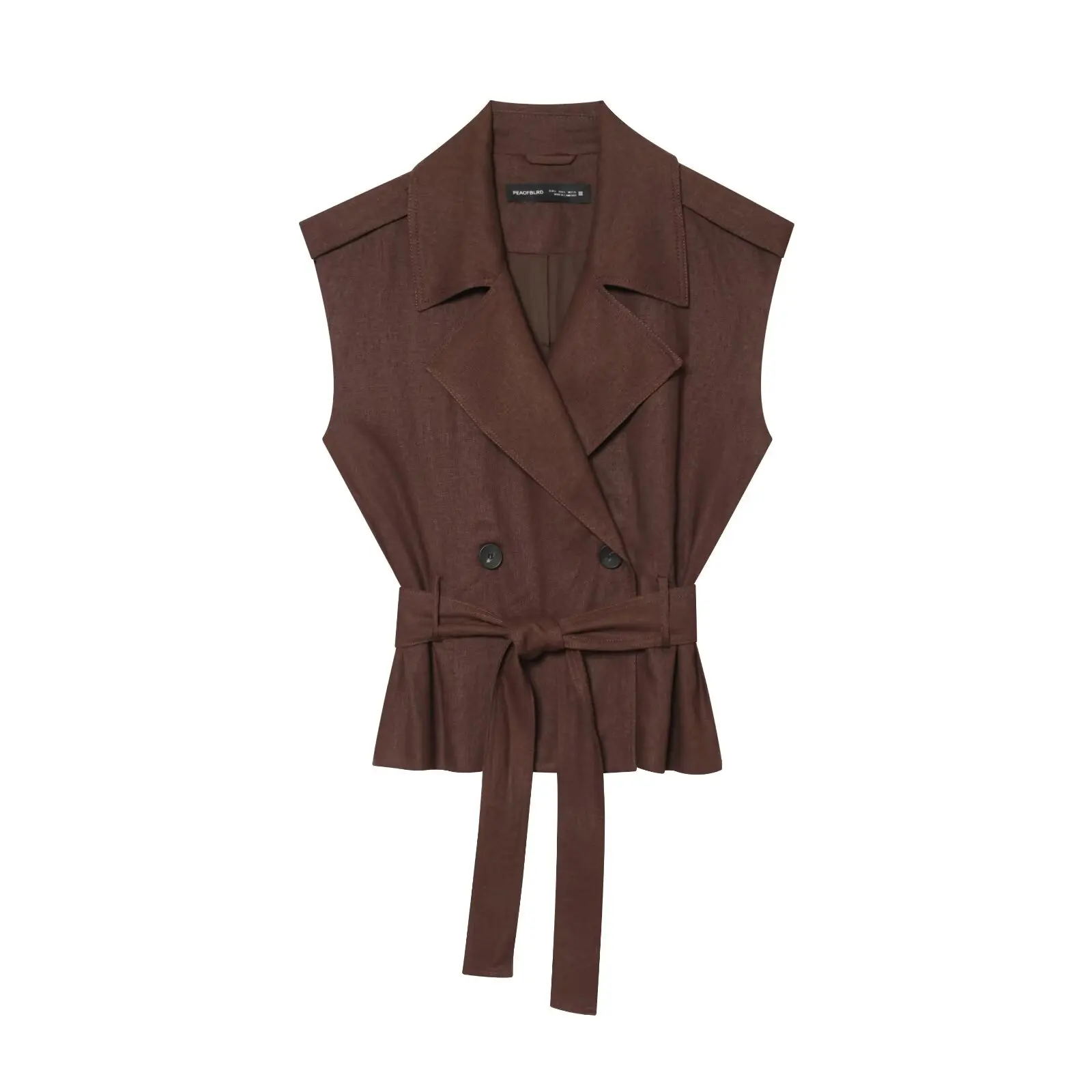 BSAY 2026 New Women Blazer Shorts Set 2 Pieces Elegant Sleeveless Belted Waistcoat  High Waist Shorts Summer Office Casual Suit