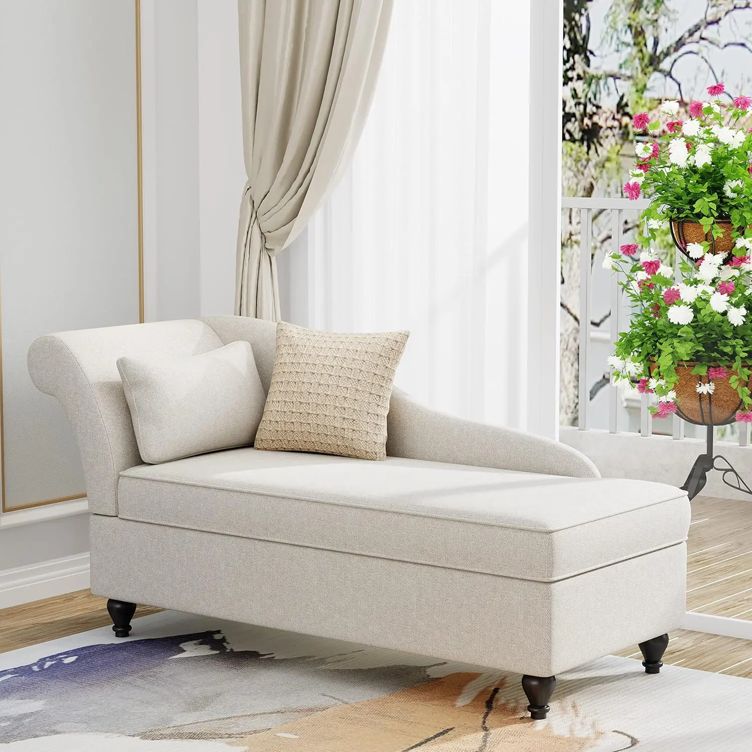 new Modern Storage Chaise Lounge Indoor Fabric Chaise Lounges Chair Sleeper Lounge Sofa Recliner Chair for Bedroom, Customized