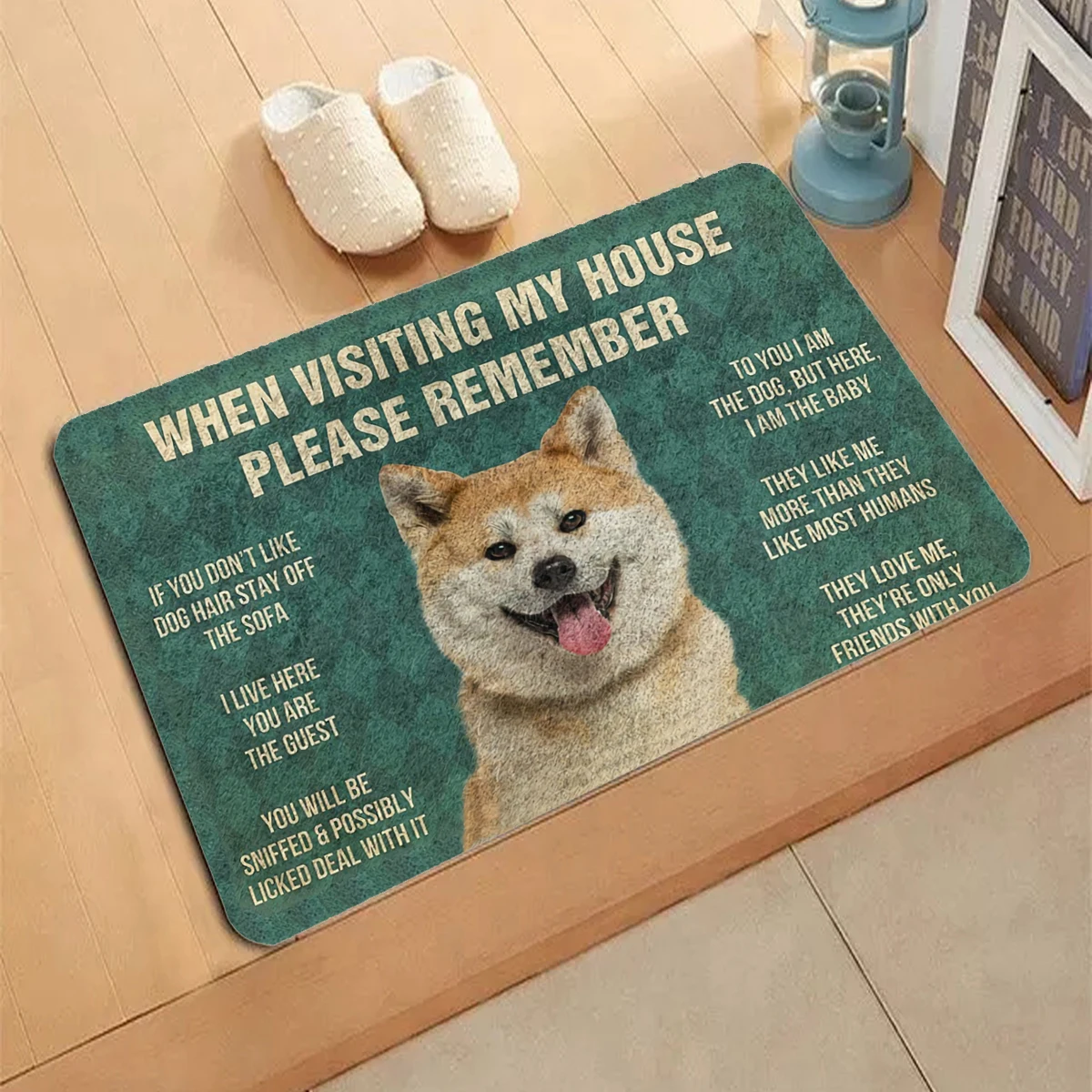 Japan Shiba Inu  Doormat 3D Decor Print Pet Carpet Soft Flannel Non-Slip Doormats for Bedroom Porch