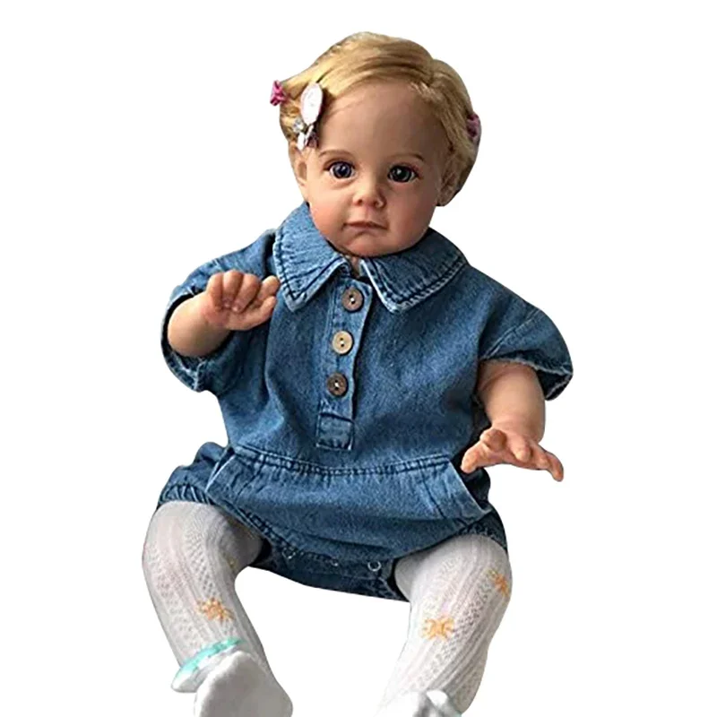 24 Inch Reborn Toddler Doll Newborn Baby Soft Cloth Body Pretty Blonde Hair Cheongsam Dress Girls Toys