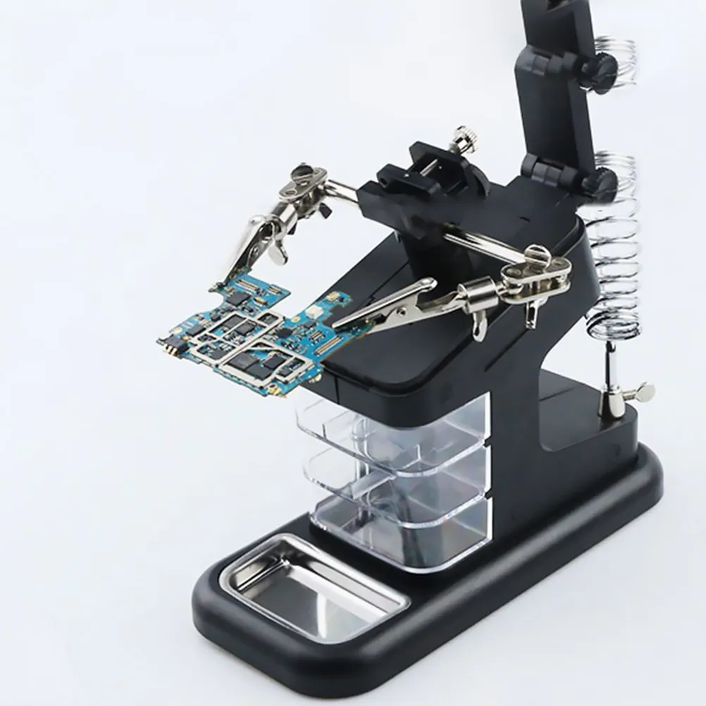 

Паяльная станция с подставкой для инструментов, 10 светодиодов, регулируемые зажимы, лоток для инструментов, для пайки, ремонта электроники, DIY