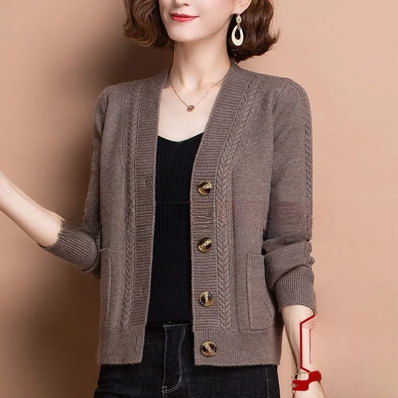 

Fashionable Versatile Women's Open Cardigan Knitted Loose Outerwear Spring Autumn Color Stylish Base Layer Shirt