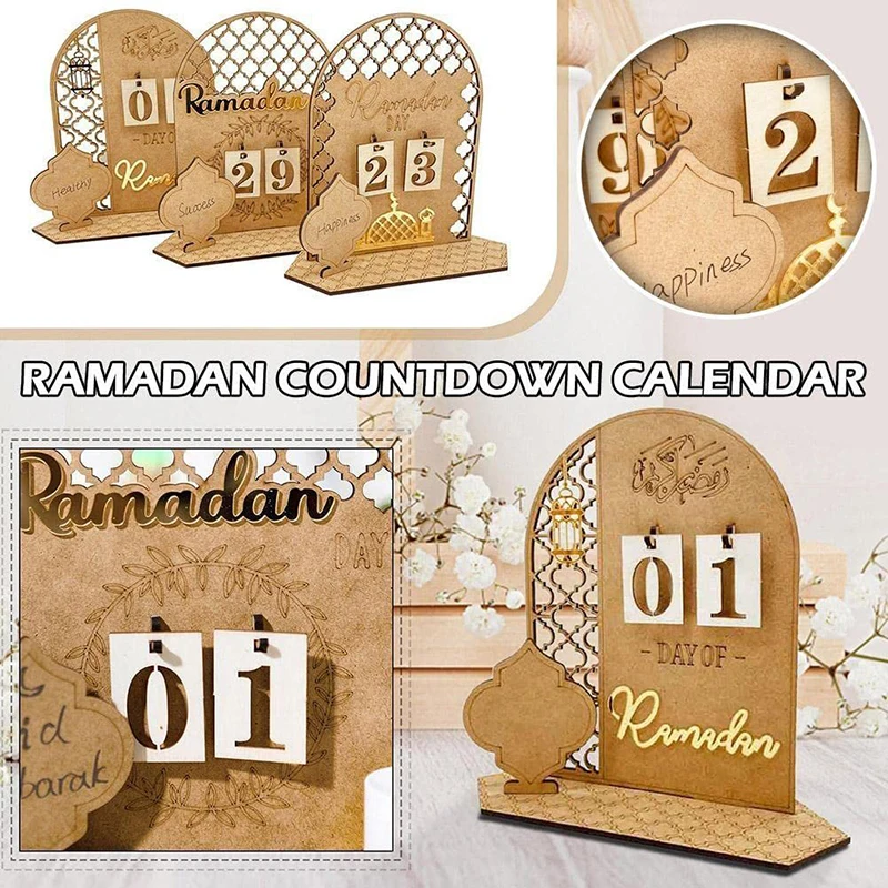 

Ramadan Countdown Calendar Eid Mubarak Wooden Ornament Ramadan Decoration For Home Islam Muslim Party Decor Ramadan Kareem