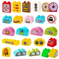 Big Building Blocks Accessories Compatible Large Bricks Pattern Print Animals Food Motifs Children Kids Plastic Educational Toys