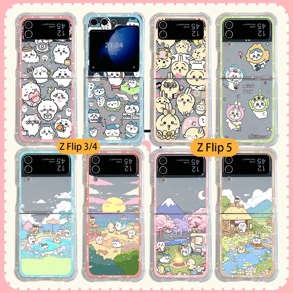 Japan comics Cute Chiikawas New Hot Phone Case dla Samsung Galaxy Z Flip 3 4 Z Flip 5 Z Fold 4 5G PC Soft Anti-fall Back Cover