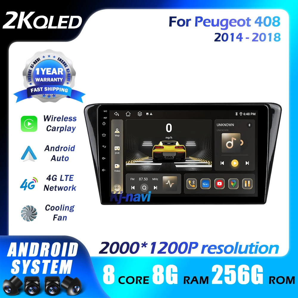 

Car Radio Android 14 For Peugeot 408 2014 - 2018 Multimedia Navigation GPS Video Stereo Carplay Monitor Autoradio Player 4G