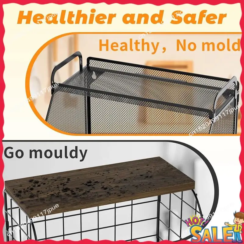 

BOFO Hanging Fruit Basket For Kitchen Kitchen Organizers Storage Potato Onion Storage Wall Storage Baskets Pantry Black