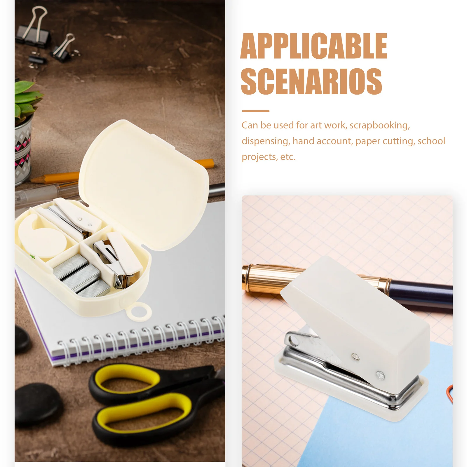 1 Set Taglierina per nastro portatile Kit di strumenti multifunzione per album di ritagli Materiale scolastico per artigianato artistico Include ago da cucito, mini cucitrice,