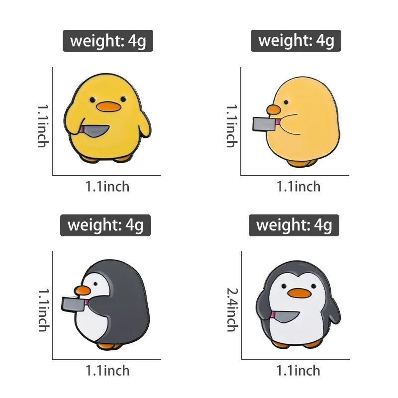 Cute Cartoon Penguin with a Knife Series of Alloy Corsage Beautiful Penguin/Yellow Duck Modeling Animal Badges image 6