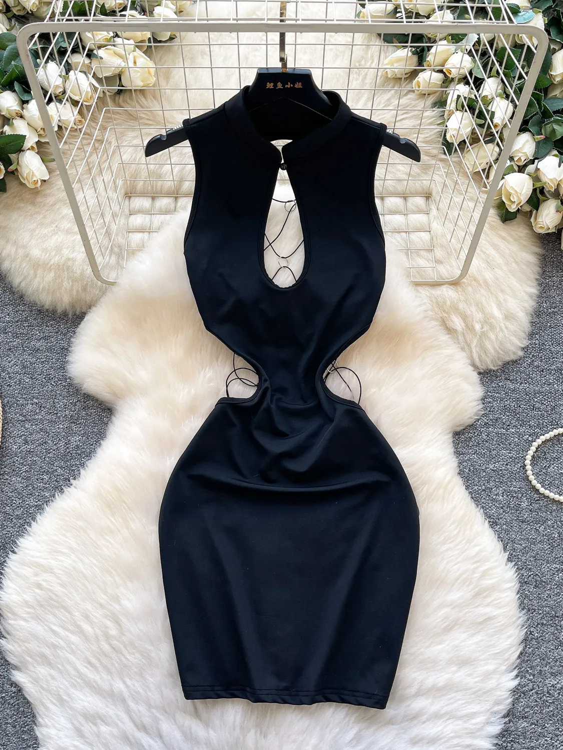 

Женское черное готическое эмо-платье для вечеринок, винтажное облегающее платье с вырезами для дня рождения, цельное летнее платье-комбинация для женщин