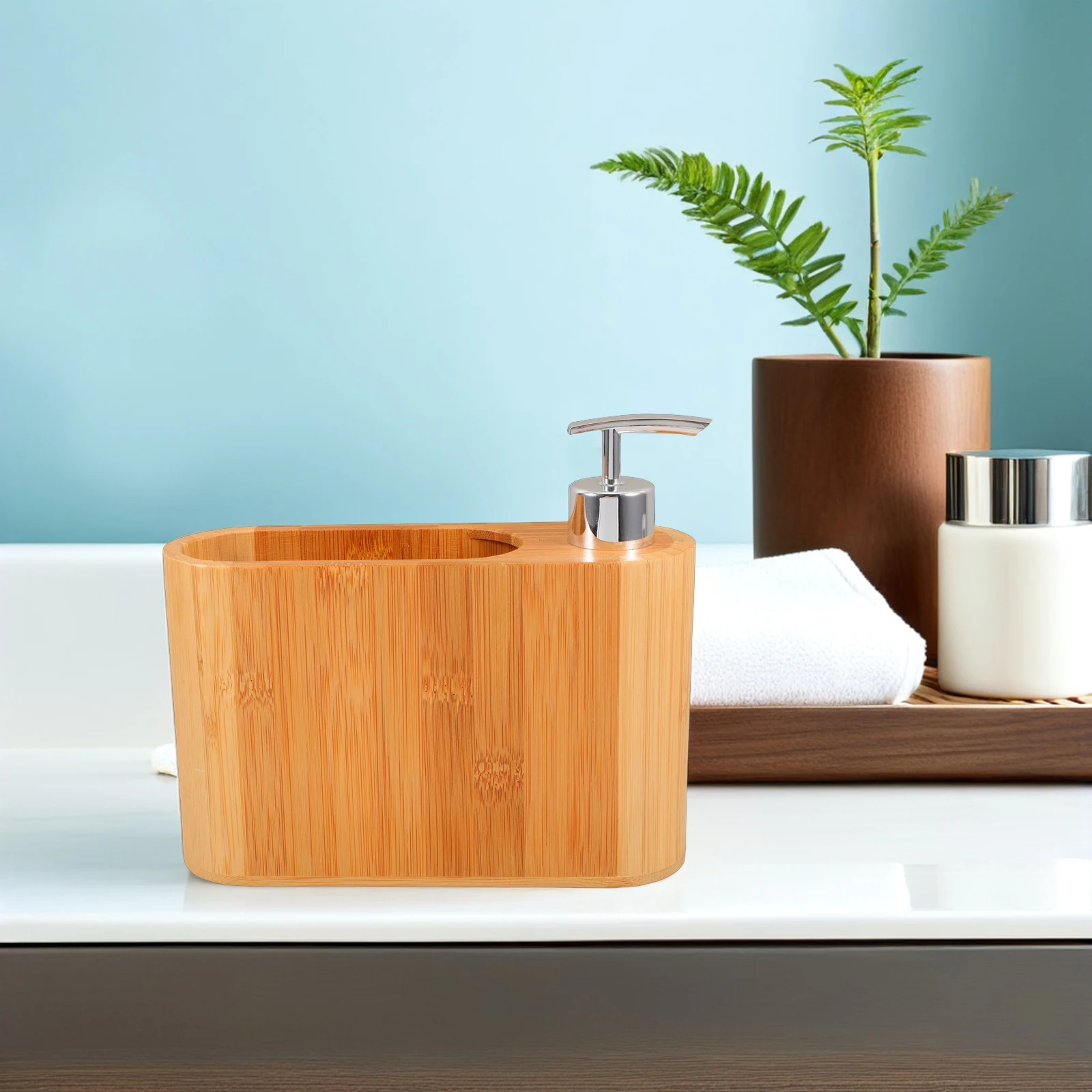 

Shower Gel Jar Soap Dispenser Bathroom Lotion Pump Bottle Shampoo Conditioner Press Wash Plastic Wood Ergonomic