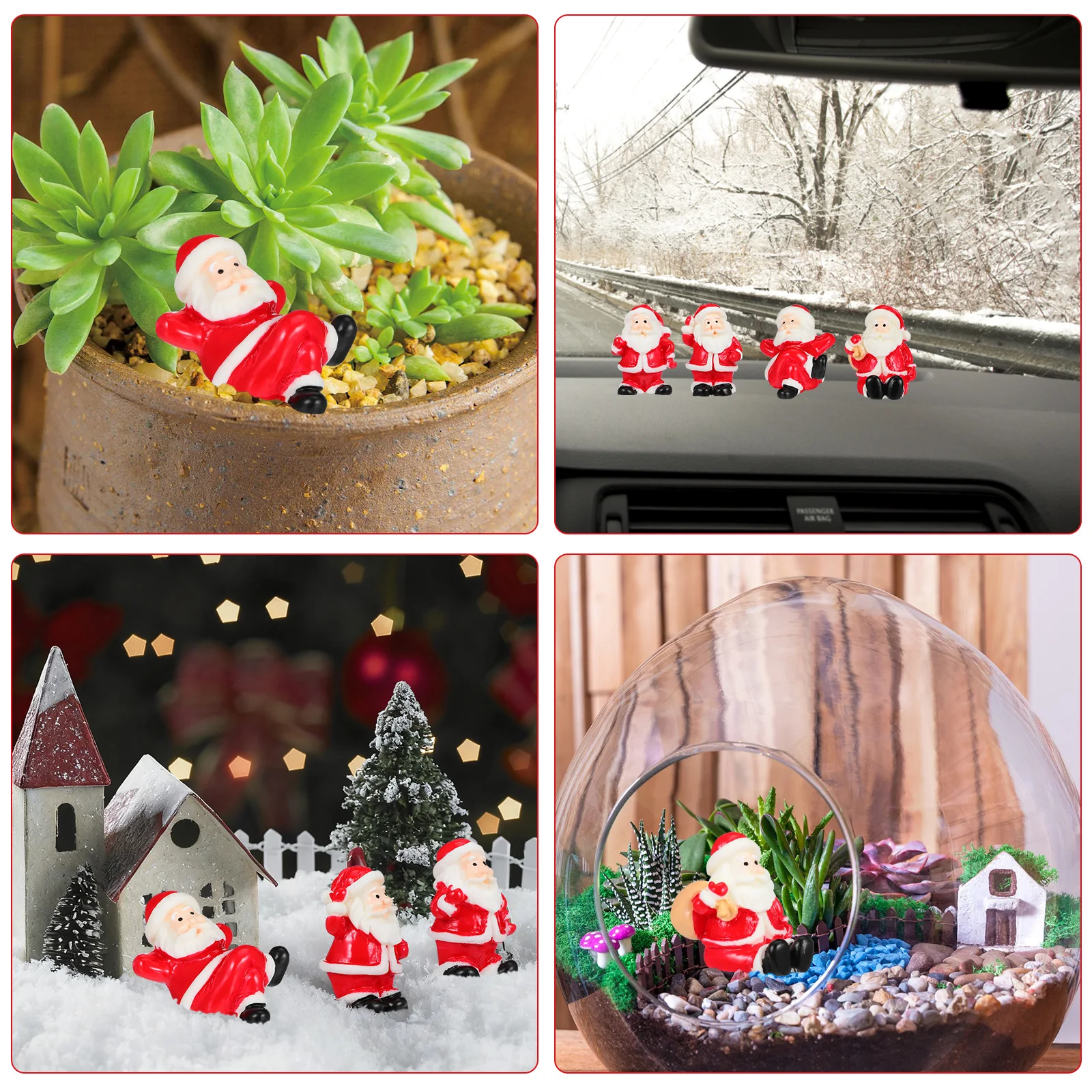 

12Pcs Adorable Resin Santa Claus Miniatures Christmas Ornament Decor for Living Room Tree Holiday Craft Christmas Ornaments