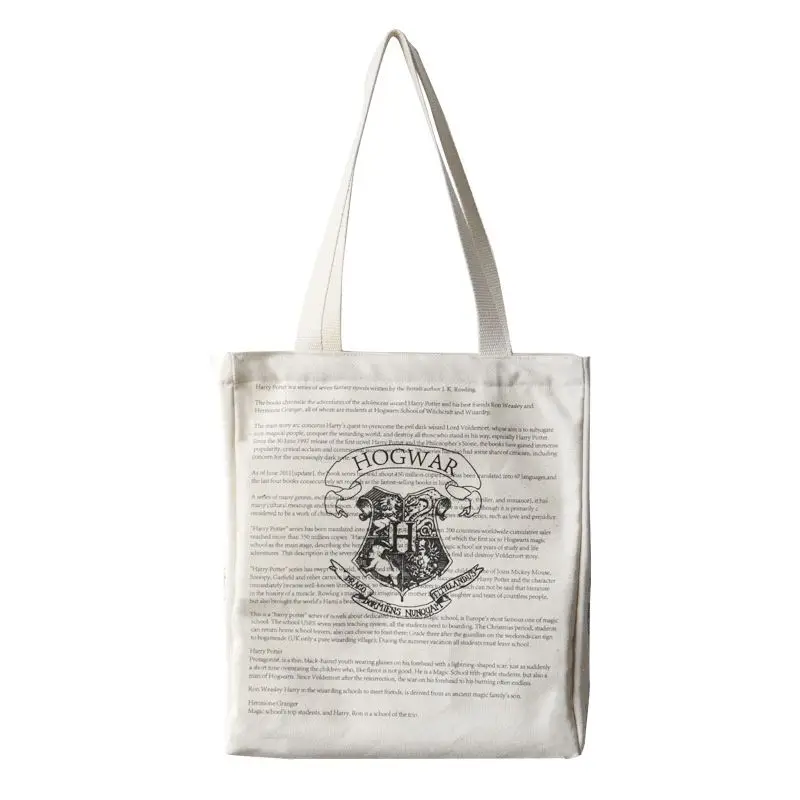 Harries Potter Handbag Canvas Shopping Bag Hogwarts Movie Peripherals Travel Supplie Party Gifts for Girlfriend Fashion Decorate