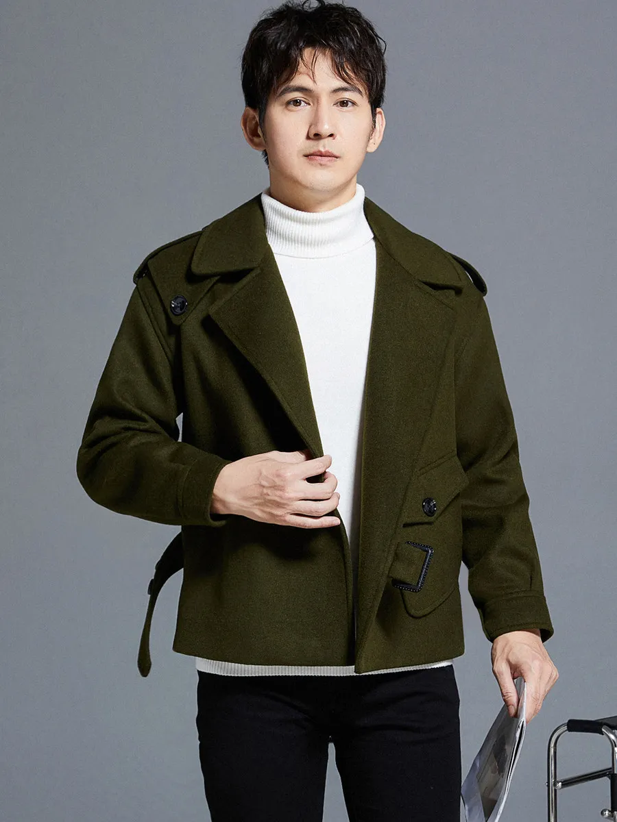 2026 New Autumn/Winter Men Woolen Coat No Button Light Luxury Loose Short Jacket Youth Fashion Mens Jacket