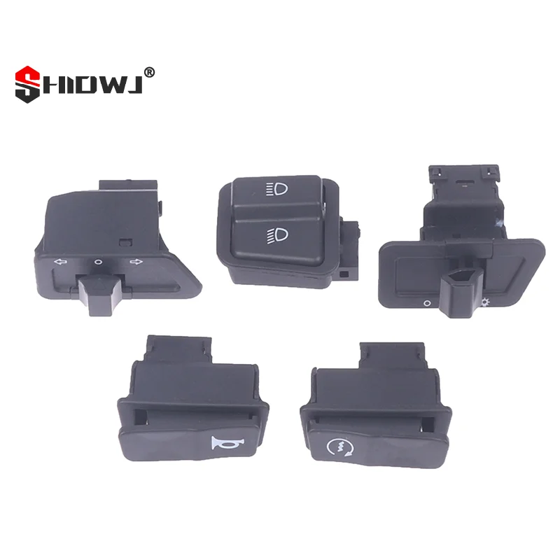 5Pcs Motorcycle Start Switch Horn Light Turn Signal High Low Beam Button Switch Connecters For Scooter ATV Moped Accessories