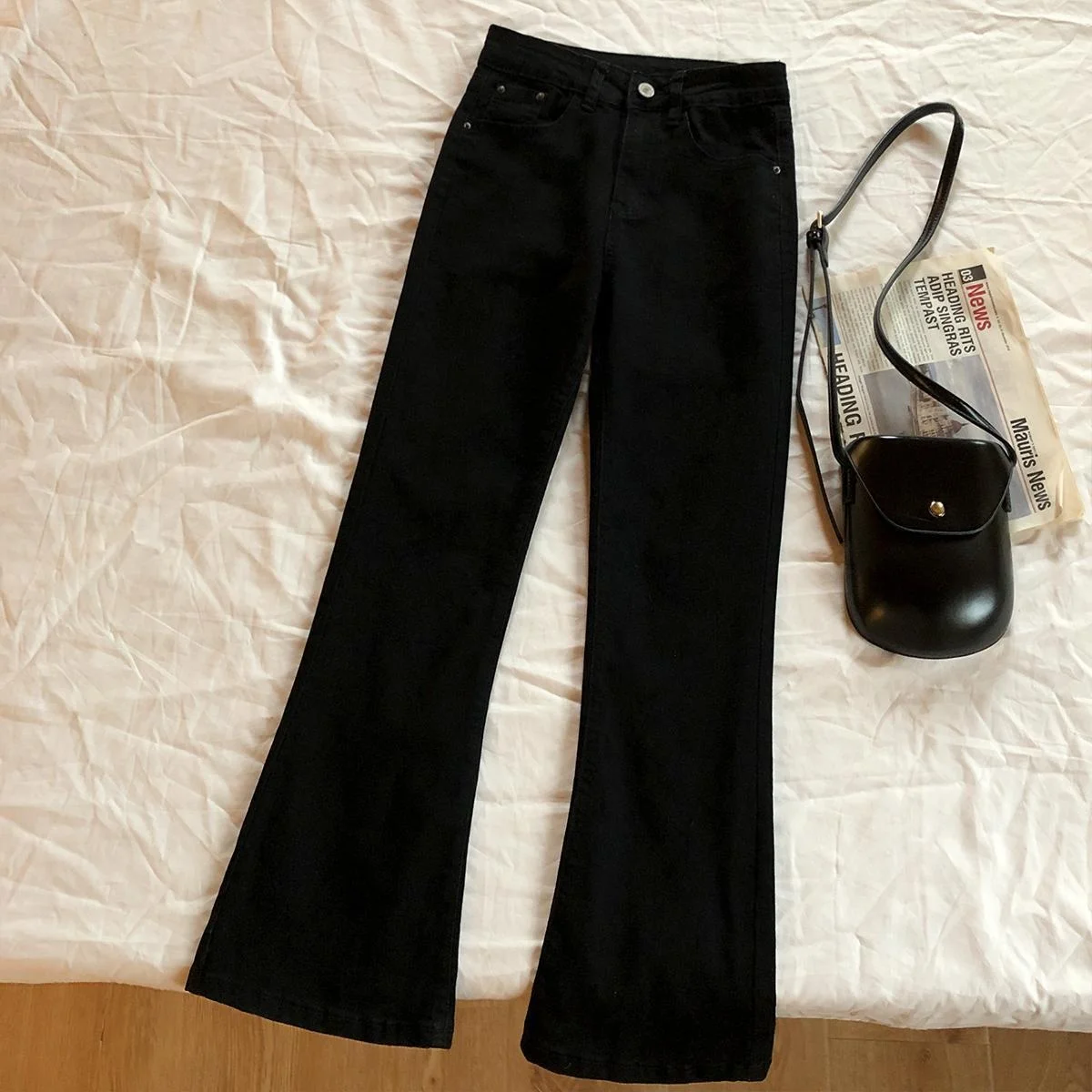 

Джинсы Bootcut, черные женские, обычные, облегающие, женские, из мягкого эластичного хлопка, простой стиль, в западном и американском стиле, повседневные, праздничные, весенние