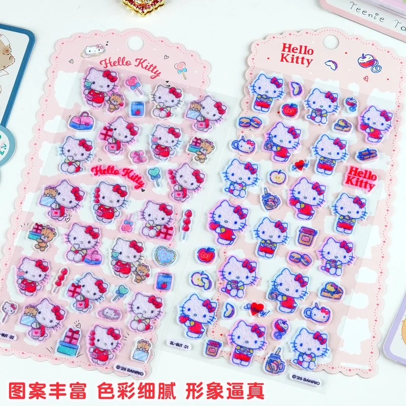 2 szt. Kawaii KT Cat Kuromi Filcowe Naklejki 3D Śliczne Zwierzątka DIY Dekoracja Telefonu Naklejki Artykuły Papiernicze do Rękodzieła dla Uczniów