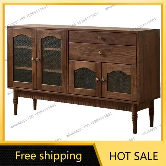 Factory Direct Sales North American Black Walnut Side Cabinet All Solid Wood American Storage Locker