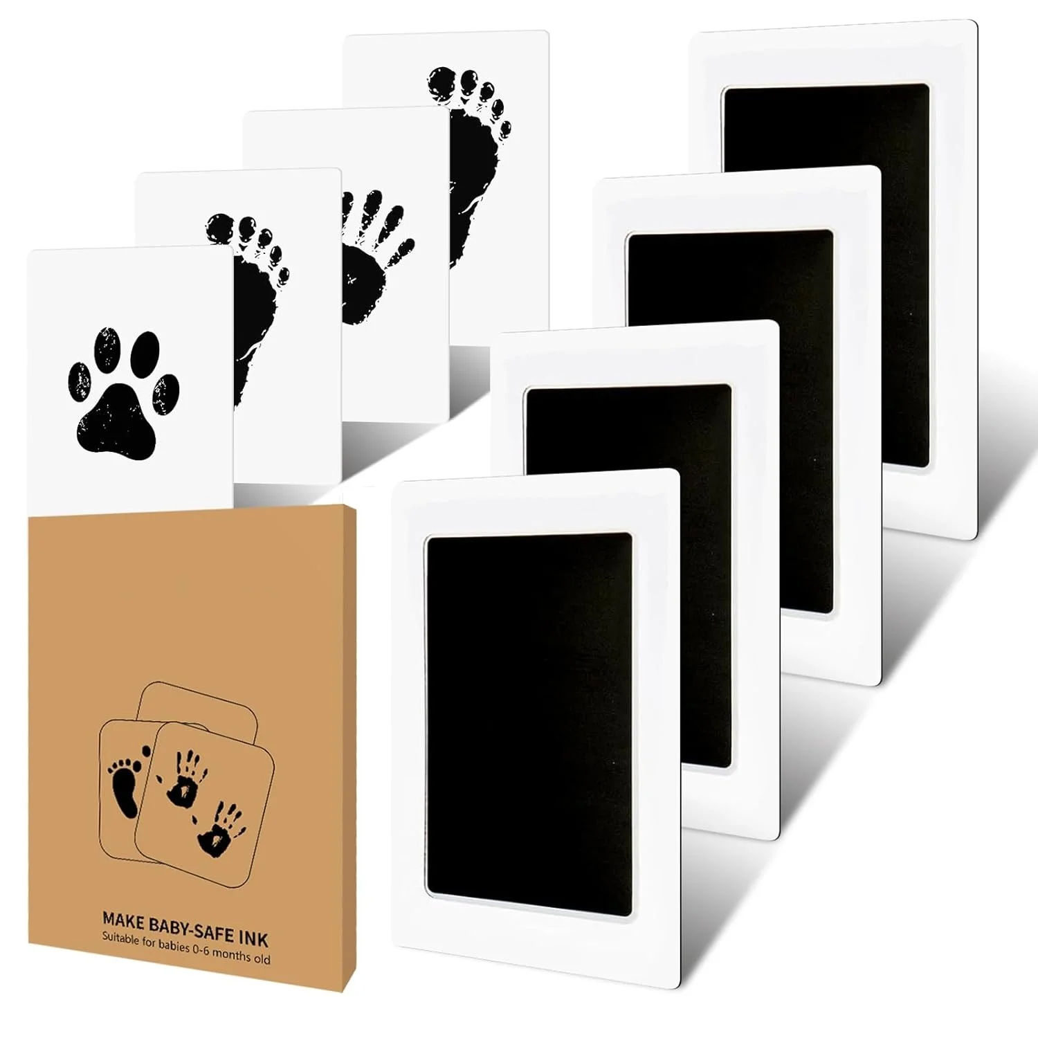 Baby Hand and Footprint Set, Ink Free Clean Touch Printed Board Newborn Souvenir, Expectant Mother Gift,Pet Dirty Claw Print Set