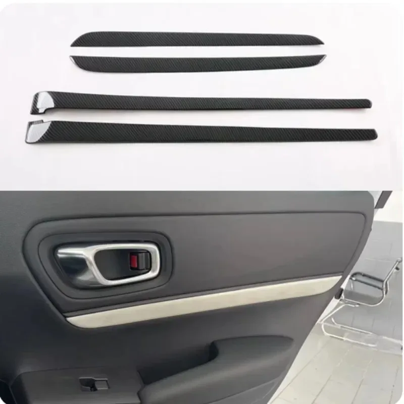 

X-T 4Pcs Car Carbon Fiber Interior Door Panel Strips Decoration Cover Trim Fit for Honda XR-V HR-V Vezel /e:NS1 2022-2023