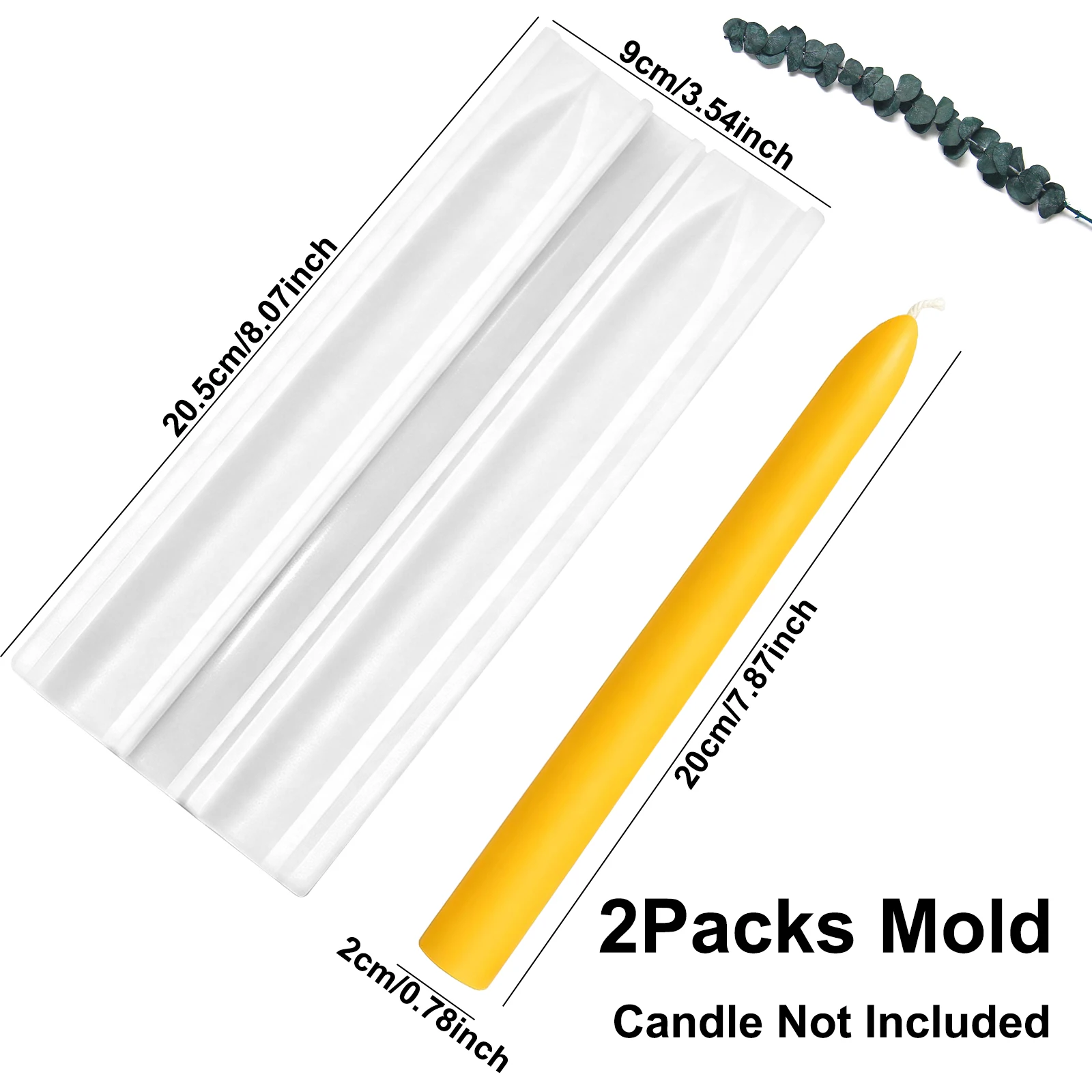 2 Pcs Long Cylinder Mold for Candle Making, Long Beeswax Taper Candle Mold, 8 Inch Pillar Candle Making Mold for Home Decor